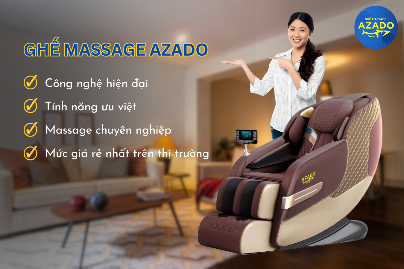Ghế massage AZADO sở hữu nhiều ưu điểm vượt trội
